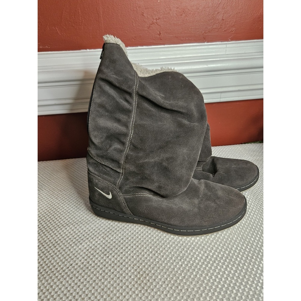 Nike Sneaker Hoodie Suede Winter Boots Grey Slouch Zip Faux Fur 366449